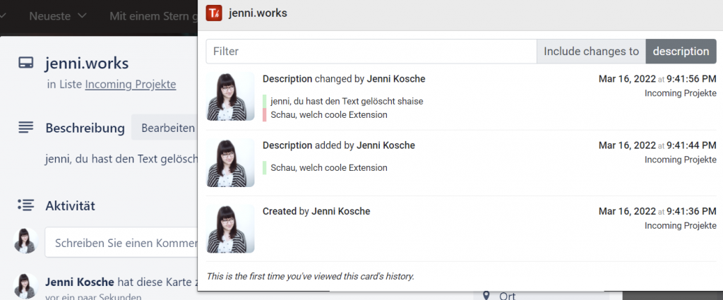 Chrome Extension • Trello Card History