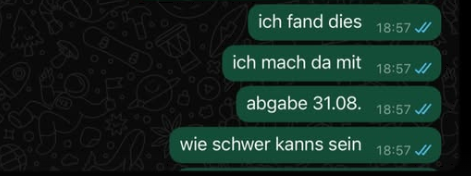 WhatsApp Screenshot: Wie schwer kanns sein?